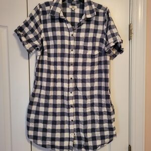 True Craft Soft blue & white plaid tunic